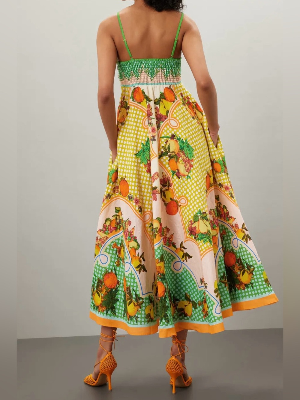 ALÉMAIS Lemonis Printed Linen Midi Dress XS AU6/US2 - Picture 11 of 14